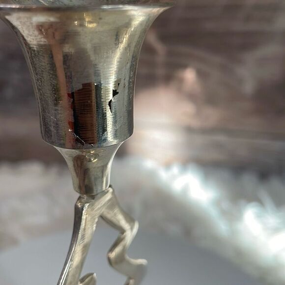 International Silver Co 3 Christmas Tree Silverplated Candlestick Holders Vtg - Picture 5 of 9